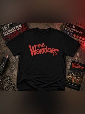 The Warriors Movie Logo Graphic Tee Black Cult Classic Shirt L